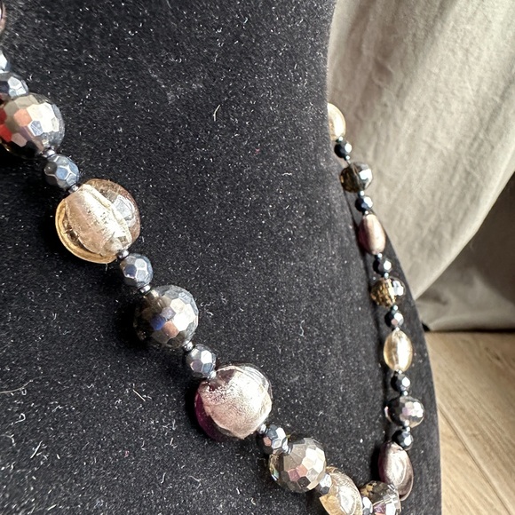 Adjustable Black and Silver Bead Necklace with “Disco-Ball” Beads - Picture 4 of 6